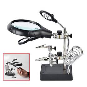 Beileshi 702565575077 2.5x 7.5x 10x Led Light Helping Hands Magnifier Soldering Station Magnifying