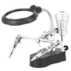Bordstract 740809821948 Magnifier With Auxiliary Clip Desktop Magnifying Glass Soldering Station Wit