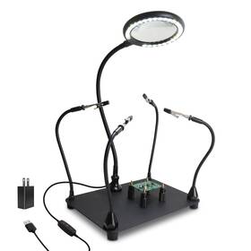 Bruwaa 768556550287 Magnetic Helping Hands Soldering Station With 3x Magnifying Glass Light