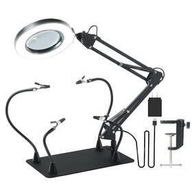 Jm-225-s Chiclew Helping Hands Soldering Station With Magnetic Arms 10x Magnifying Glass