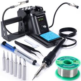 Guangzhou Yihua Electronic Equipement Co. Ltd. 711181110623 60w Digital Display Soldering Iron Station Kit With 2 Helping Hands 6 Tips Sol