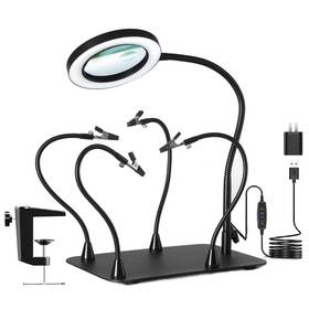 10x-tptj-ejk Kuvrs &10x-tptj-ejk 5x &10x Magnifying Glass With Light And Stand Magnetic Helping Hands Solderi