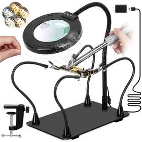 5s-zmj-4ztp Kuvrs 30x/12x Bifocals Magnifying Glass With Light And Stand 14.2ftft Magnetic Solde