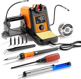 Meakest 744784851488 Digital Soldering Iron Station Kit 2 Auxiliary Clamps 5 Tips