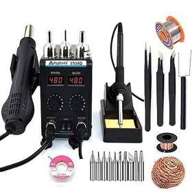 8586d Mypouos 702262825963 110v Solder Station 2 In 1 Lcd Dual Digital Display Smd Hot Air