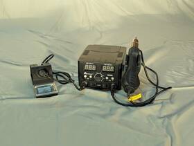 Am877d Mypouos 2-in-1 Hot Air Rework And Soldering Station Bundle With Mat Helping Hands