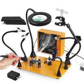 N-10pc Noevsbig Magnetic Helping Hands Soldering Third Hand With 3x And 6x Led Magnifying Lamp