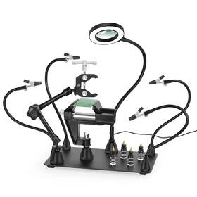 N-5pc-bk Noevsbig Magnetic Helping Hands Soldering Third Hand Pcb Circuit Board Holder With 3x