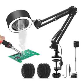 Sm225-5b-us Noevsbig Solder Smoke Absorber Desk Lamps Fume Extractor Fan 7pcs Filter Include 3 Co