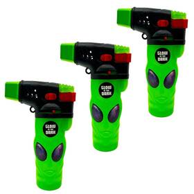 Novelty Inc. 794080053727 Xxl Molded Alien Head Multi-purpose Butane Torch Lighter Windproof Blue Flam