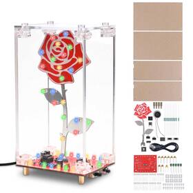 Gy22081 Pemenol Diy Rose Soldering Kit Led Flower Project With Acrylic Case F