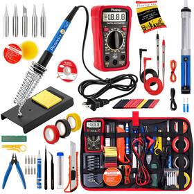 B07q2b4zy9 Plusivo 60w Soldering Iron Kit 30-in-1 Adjustable Temp Digital Multimeter Solder Tips Pa