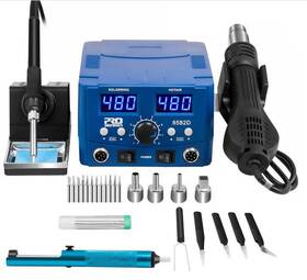 8582d Prostormer 2-in-1 Digital Soldering Iron With Hot Air Gun Rework Station