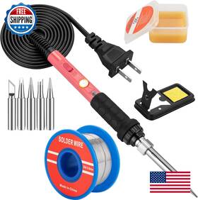 B087767knw Q-ming Soldering Iron Kit 60w 5 Tips Adjustable Temp Quick Heat Pro/diy