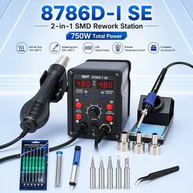 8786d-ise Silverflo 750w 2in1 Soldering Iron Kit Hot Air Rework Station Desoldering Tool Set