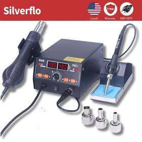 902d-ii Silverflo 750w 2in1 T12 Solder Iron Digital Soldering Station 670w Hot Air Rework