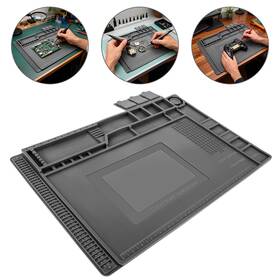 Thesiliconvalley 616361647749 Heat Insulation Silicone Soldering Mat For Repair With Scale Ruler Screw Organizer