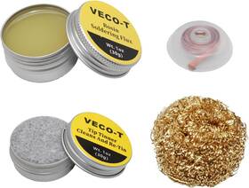 Veco-t Fh-104 Soldering Iron Kit 4-in-1 With Desoldering Wick Tip Tinner Rosin Flux &