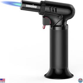 Visit The Sondiko Store S907 Butane Torch With Fuel Gauge - Refillable Adjustable Flame For