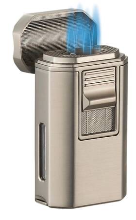 Vlr7-boulder Visol Boulder Butane Torch Quad Flame Refillable Gas Lighter Built In Cutter