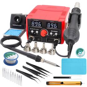 Weld Lux 680306174898 Upgraded 820w 2 In 1 Hot Air Rework And Soldering Iron Station With F / C