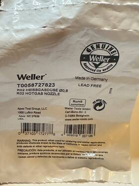 T0058727823 Weller R02 Hot Gas Nozzle 0.8mm Lead-free Lot Of 3 Sealed