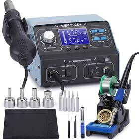 992d Wep 974443679298 2-in-1 Soldering Iron Kit And Hot Air Rework Station With 3 Preset Chan