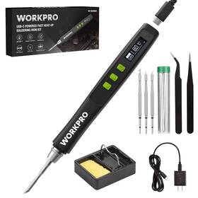 125368 Workpro Dc Soldering Iron Kit Accurate Temp Control Fast Heating Solder Pen