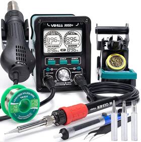 995d Yihua 313089254296 Evo Soldering Hot Air Station Kit 2-in-1 110w Iron With Lcd Disp