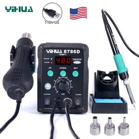 8786d Yihua 974443674040 Soldering Iron Kit Station 2-in-1 Rework