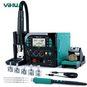 983d Yihua 3-in-1 Hot Air Rework Soldering Station With 20v 3.5a Dc Power Supply