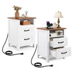 Vevor Farmhouse Nightstands With Charging Station End Tables 2 Drawer Set. Fixed Price $148.99.