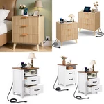 Vevor Fluted/farmhouse Nightstands With Charging Station Dresser Bedroom 1/2 Set. Fixed Price $198.99.