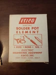 Esico Solder Pot Element 37T-70T-75T For 650 Watts. Fixed Price $95.00.