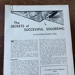 Secrets Of Successful Soldering Raymond Yates 2 Pages 1931 Article AG1-13. Fixed Price $13.50.