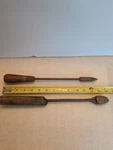 Antique Primitive Forged Wood Handle Copper Tip Soldering Irons 13" 14". Fixed Price $18.99.