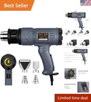 1800W Industrial Gun With Overheat Protection & 4 Nozzle Attachments. Fixed Price $43.50.