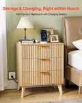 Vevor Fluted Nightstands With Charging Station, Set Of 2, Dresser For Bedroom. Fixed Price $257.90.
